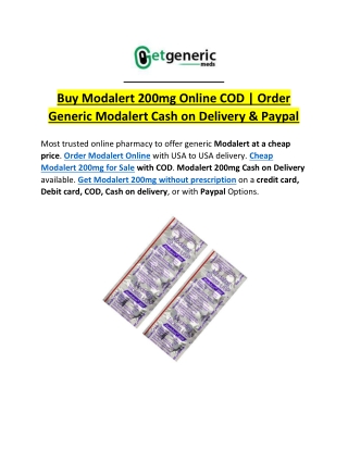 Buy Modalert 200mg Cash on Delivery | Order Modalert without prescription