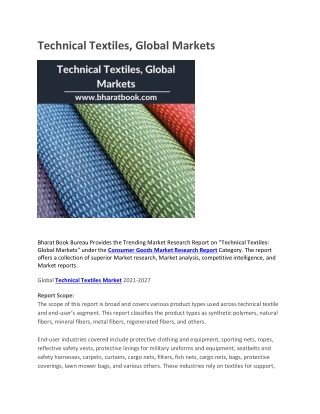 Technical Textiles, Global Markets