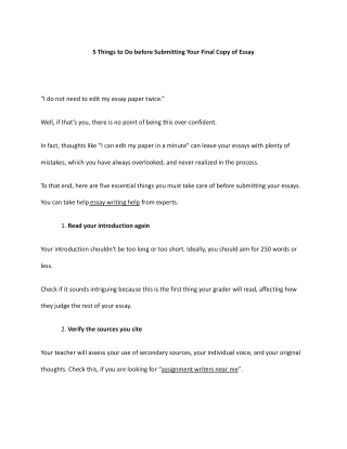 5 Things to Do before Submitting Your Final Copy of Essay