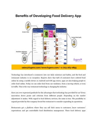 Benefits of Developing Food Delivery App
