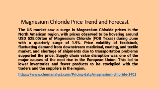 Magnesium Chloride Demand online