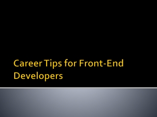 Career Tips for Front-End Developers