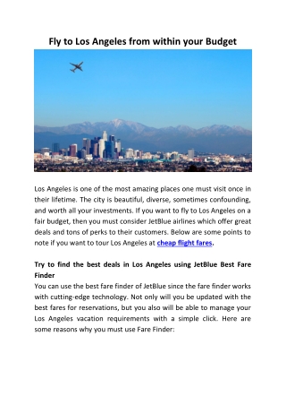 Find the Best Deals in Los Angeles using JetBlue Airlines