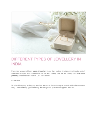 DIFFERENT TYPES OF JEWELLERY IN INDIA