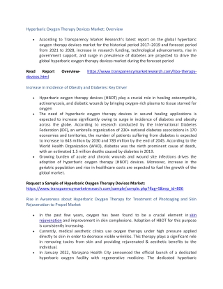 Hyperbaric Oxygen Therapy Devices Market Value Projected to Expand by 2024