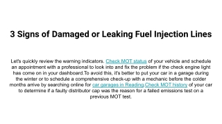 3 Signs of Damaged or Leaking Fuel Injection Lines