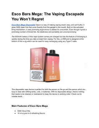 Esco Bars Mega_ The Vaping Escapade You Won’t Regret