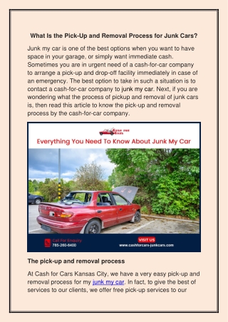 What is the pick-up and removal process for junk cars