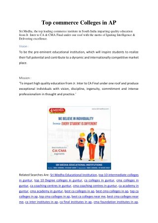 Top commerce Colleges in AP