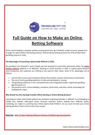 Full Guide on How to Make an Online Betting Software