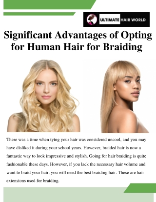 Significant Advantages of Opting for Human Hair for Braiding