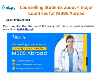 Counselling Students about 4 major Countries for MBBS Abroad