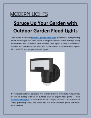 Spruce Up Your Garden with Outdoor Garden Flood Lights