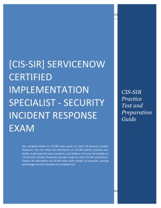 [CIS-SIR] ServiceNow CIS-Security Incident Response Exam | Sample Questions & An
