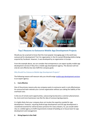 Top 3 Reasons to Outsource Mobile App Development Projects