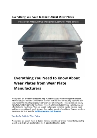 Everything You Need to Know About Wear Plates