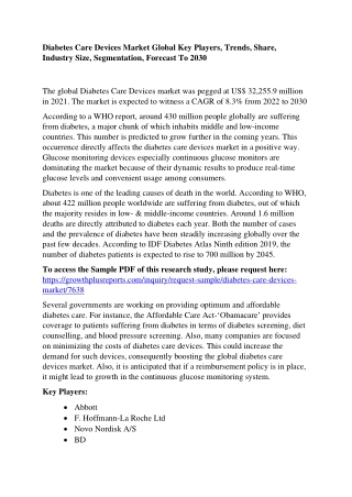 Diabetes Care Devices Market - Copy