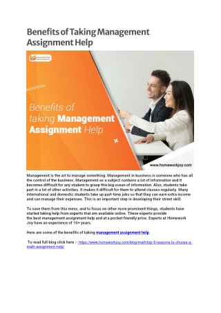 Benefits of Taking Management Assignment Help