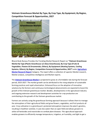 Vietnam Greenhouse Market Research Report 2022-2027