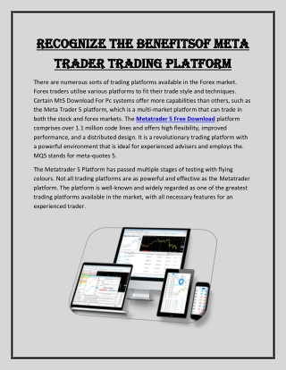 Recognize the BenefitsOf Meta Trader Trading Platform