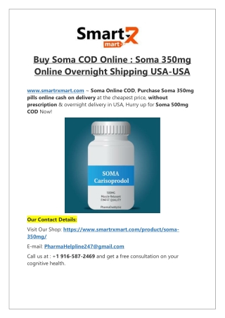 Purchase Soma 350mg tablet online with cash on delivery  Soma 500mg without Prescription