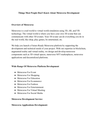 The Biggest Thing you want to known about Metaverse Development
