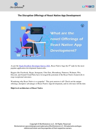 The Disruptive Offerings of React Native App Development