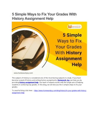 5 Simple Ways to Fix Your Grades With History Assignment Help