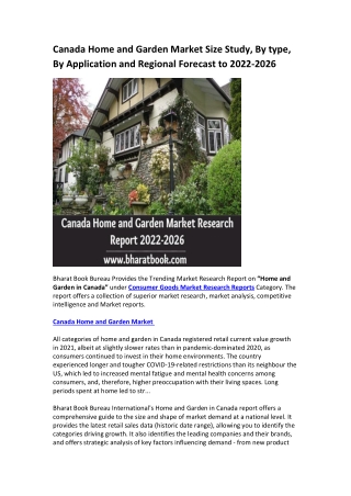 Canada Home and Garden Market Research Report 2022-2026