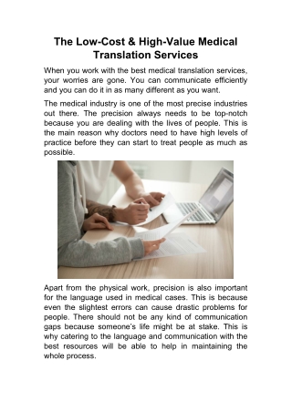 The Low-Cost & High-Value Medical Translation Services