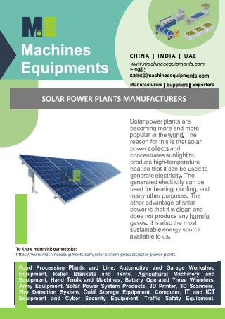 Solar Power Plants Manufacturers