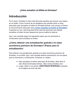 ¿Cómo actualizo mi billete en Emirates?