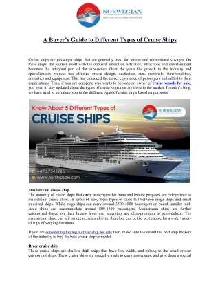 A Buyer’s Guide to Different Types of Cruise Ships