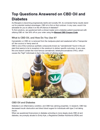 Top Questions Answered on CBD Oil and Diabetes