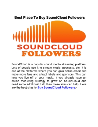 Best Place To Buy SoundCloud Followers