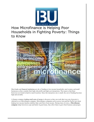 How Microfinance is Helping Poor Households in Fighting Poverty Things to Know