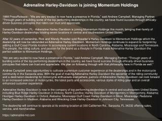 Adrenaline Harley-Davidson is joining Momentum Holdings