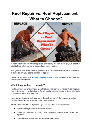 Roof Repair vs. Roof Replacement - What To Choose_