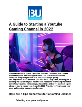 A Guide to Starting a Youtube Gaming Channel in 2022