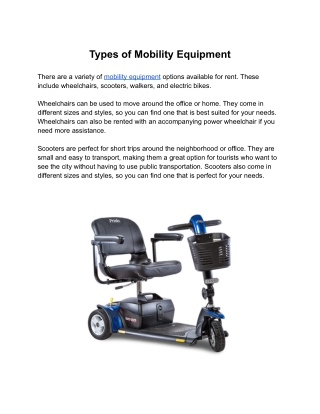 Types of Mobility Equipment