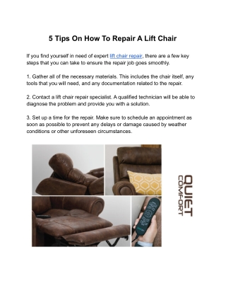 5 Tips On How To Repair A Lift Chair