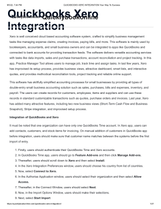 QUICKBOOKS XERO INTEGRATION - Quicklybookonline