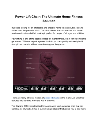 Power Lift Chair: The Ultimate Home Fitness Solution