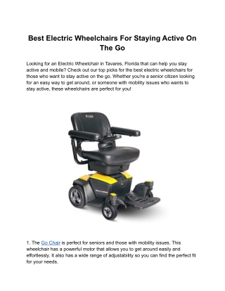 Best Electric Wheelchairs For Staying Active On The Go