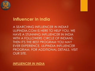 Influencer In India  Ulipindia.com