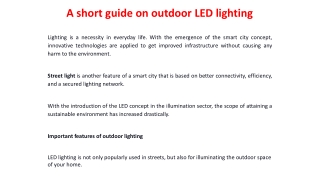 A short guide on outdoor LED lighting