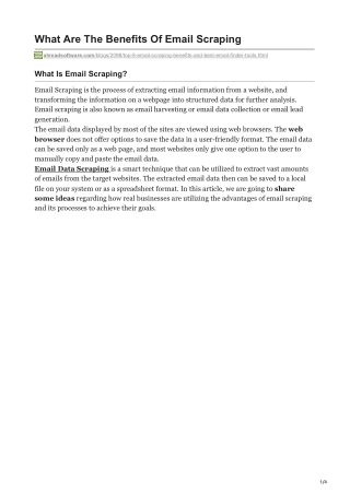1What Are The Benefits Of Email Scraping