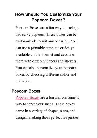 How Should You Customize Your Popcorn Boxes