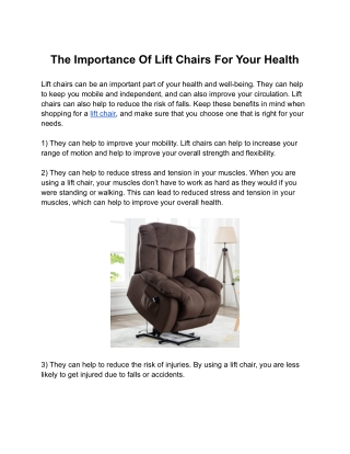 The Importance Of Lift Chairs For Your Health