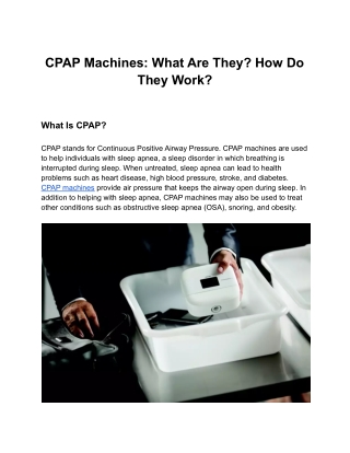 CPAP Machines: What Are They? How Do They Work?